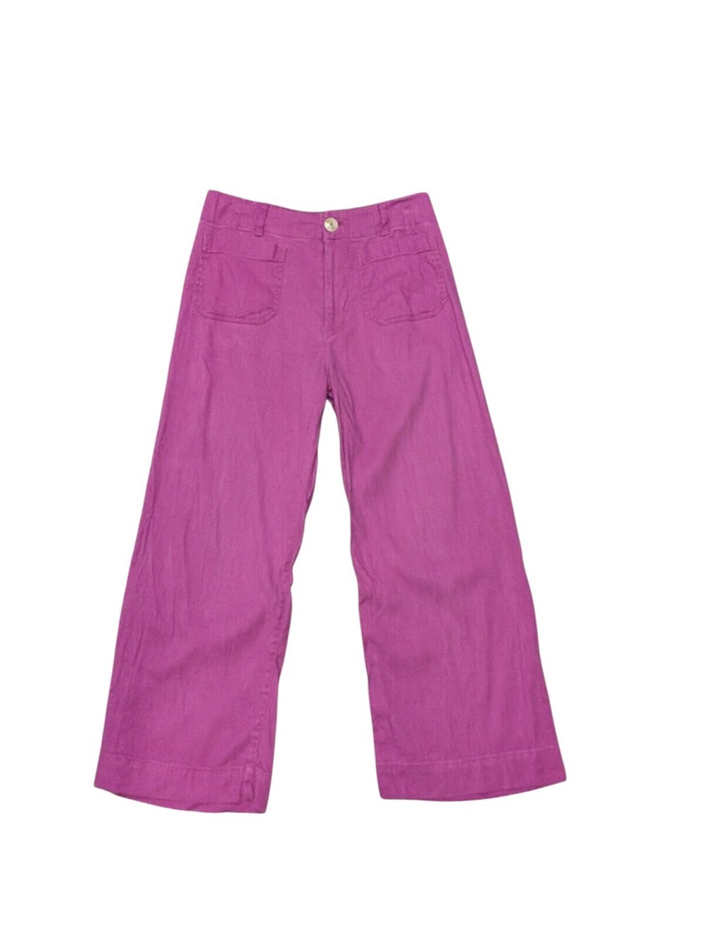 Maeve Anthropologie Colette Pants Womens 8 Magenta/Pink Linen Wide Leg Cropped